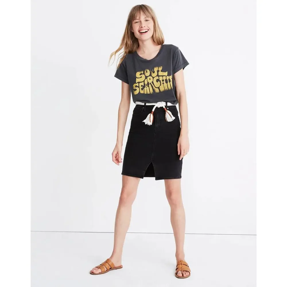 NWT Madewell Stretch Denim Pegged Skirt in Lunar Wash Size‎ 30